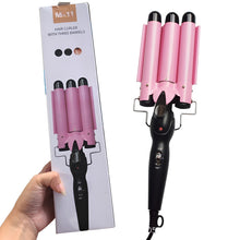 Load image into Gallery viewer, Three Barrel Hair Curler Ceramic Wave Styling Iron
